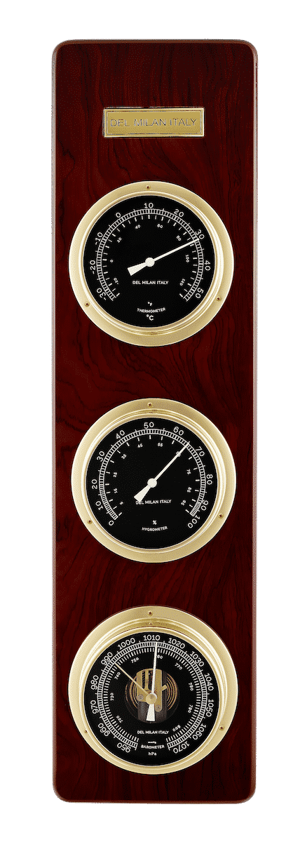 Del Milan 3 in 1 Weather Station, Barometer, Thermometer, Hygrometer, Mahogany Finish-0