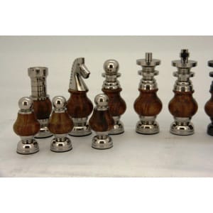 Dal Rossi LARGE Metal Wood Chess Set With compartments 20" Walnut Finish-1983