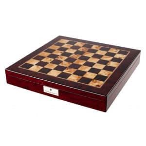 Dal Rossi Italy Chess Box Mahogany Finish 20" with compartments Bronze & Copper Finish 101mm Double Weighted Chess Pieces-2075