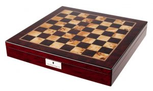Dal Rossi Italy Chess Box Mahogany Finish 20" with compartments with Staunton Wooden 95mm Chess pieces Double Weighted Chess Pieces-2088