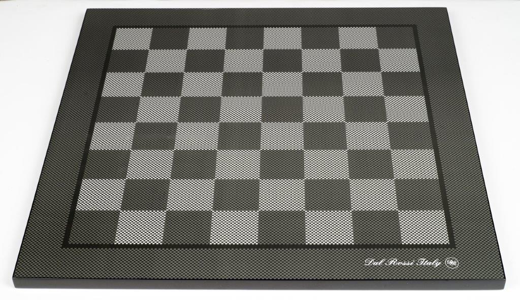 Dal Rossi Italy Chess Set, 50cm Carbon Fibre Finish Chess Board -0