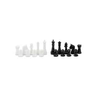 Dal Rossi Chess Set With Diamond-Cut Black & White 85mm Chessmen on Walnut Finish Chess Box 16” with compartments-2153
