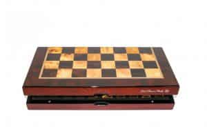 Dal Rossi Mahogany Finish Folding Chess Set, 16" -2227