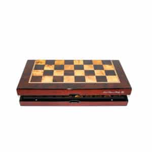 Dal Rossi Mahogany Finish Folding Chess Set, 16" -2227